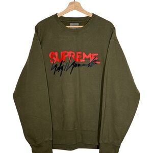 Supreme/Yohji Yamamoto Olive Green Logo Crewneck Sweatshirt